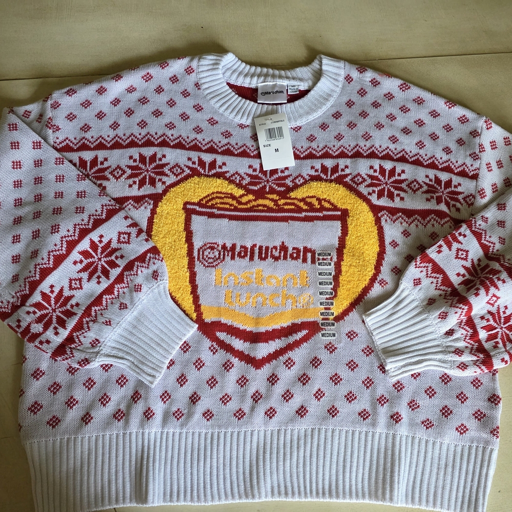 Maruchan Instant Lunch Sweater. 🍜 Craving style. Knit. Fun Holiday Sweater!